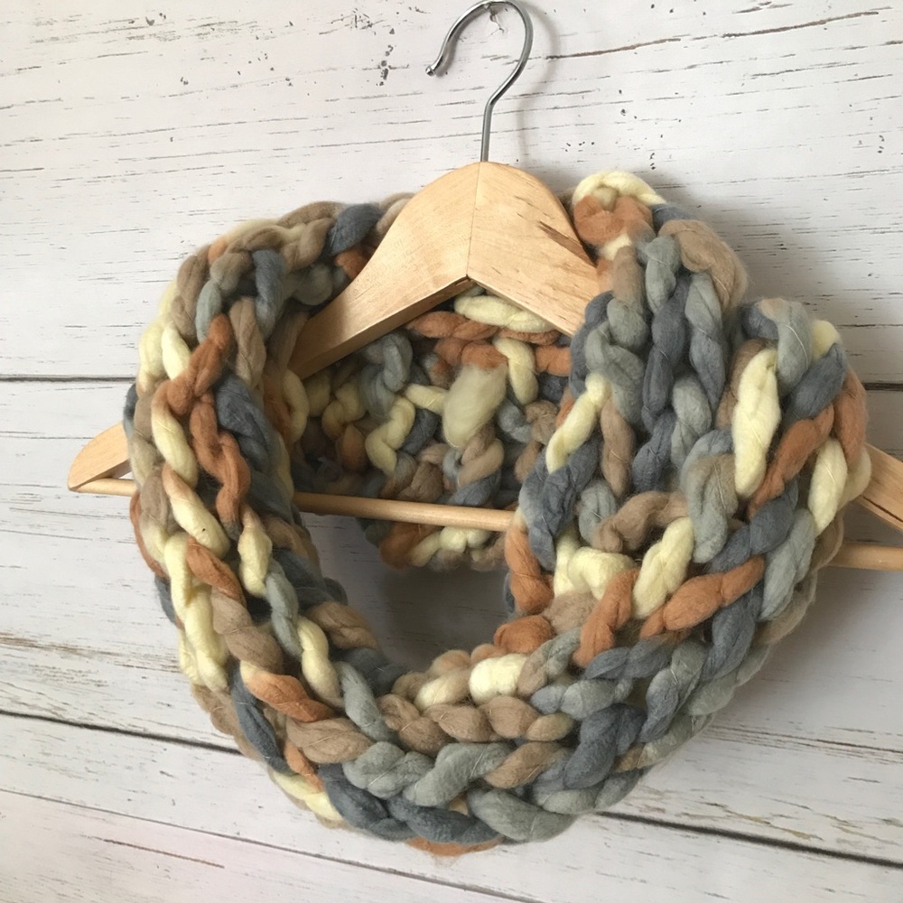 Handknit Infinity Scarf stone